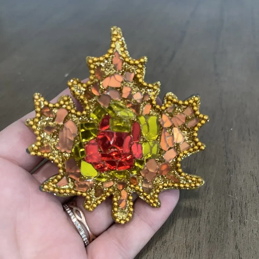 Vintage Pier 1 Imports Napkin Rings Leaf Fall Autumn Mosaic Set Of 6